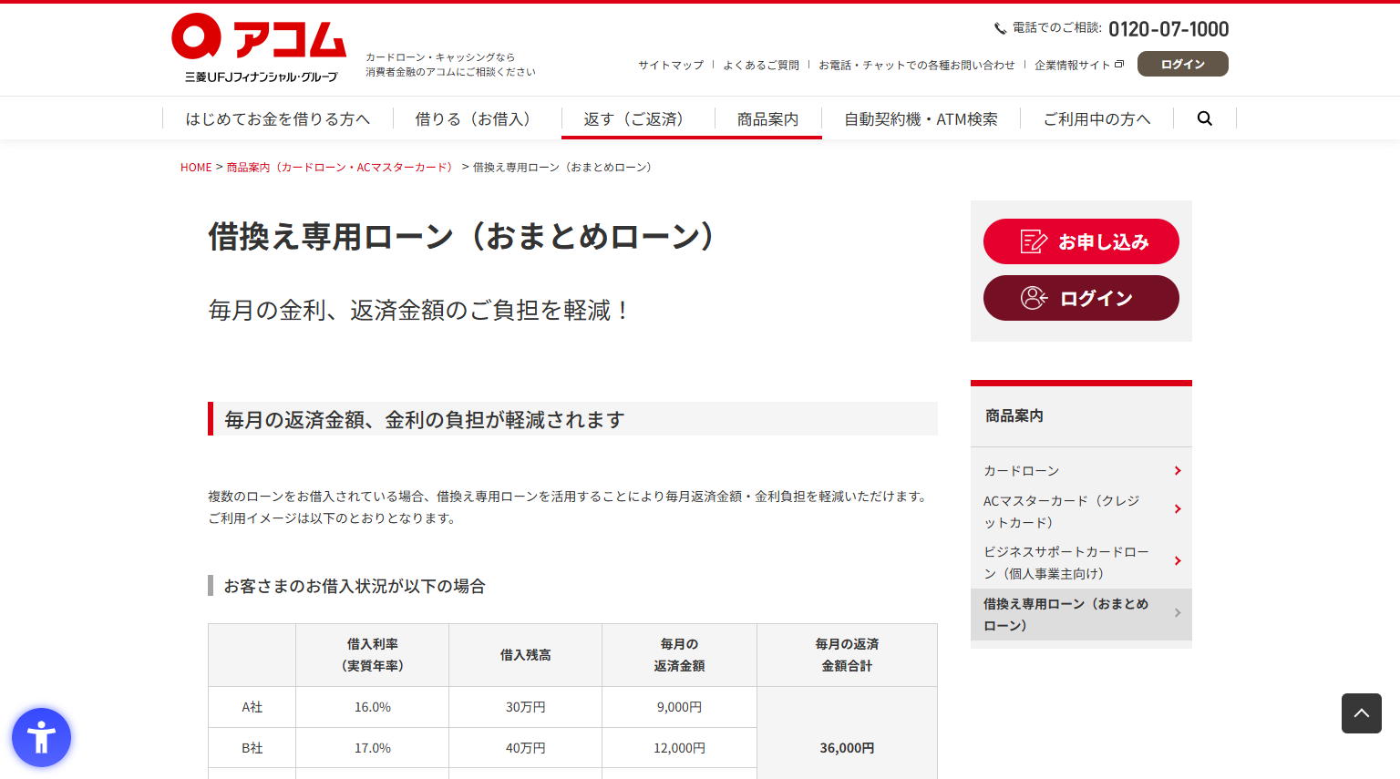 おまとめアコム